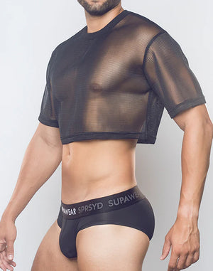 Supawear 3D cropped mesh t-shirt black