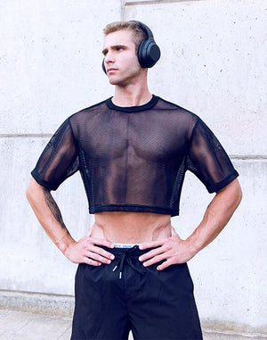 Supawear 3D cropped mesh t-shirt black