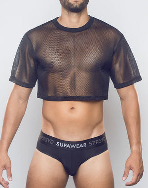 Supawear 3D mesh cropped top black