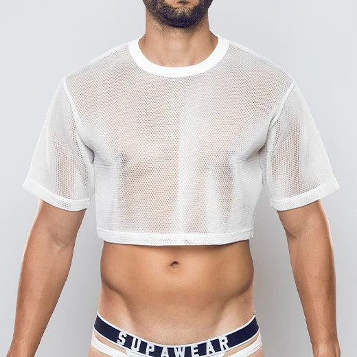 Supawear 3D cropped mesh t-shirt white