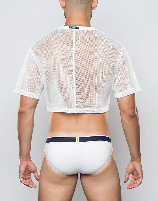 Supawear 3D mesh cropped top white
