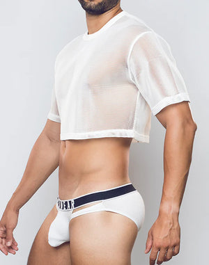 Supawear 3D cropped mesh t-shirt white