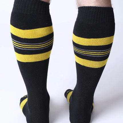 Cellblock 13 Tight End Shadow mens sexy knee-high socks black/yellow Egoist Chicago www.egoistunderwear.com 