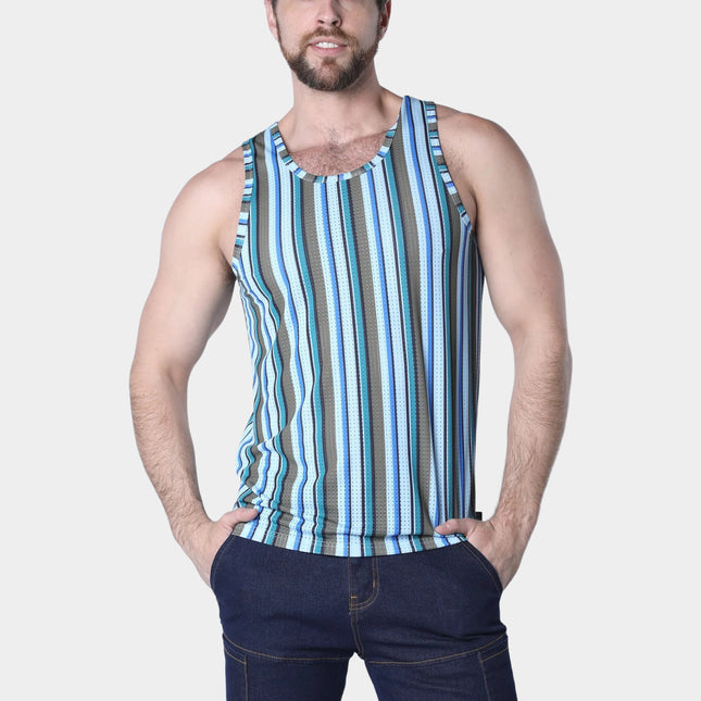 Timoteo Balboa mesh tank blue stripe egoist chicago egoistunderwear.com