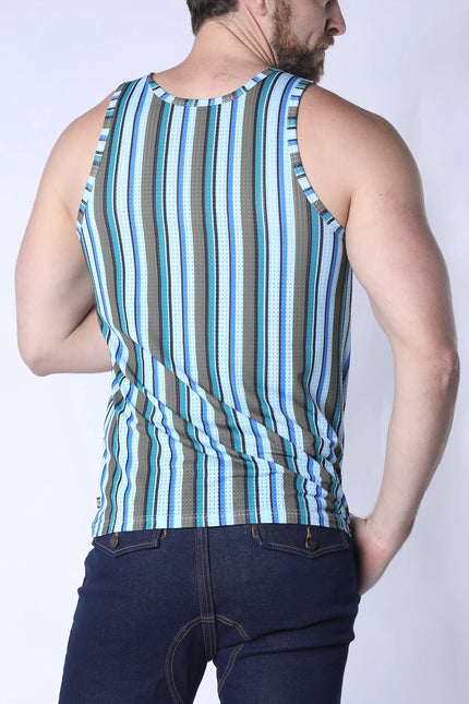 Timoteo Balboa mesh tank blue stripe egoist chicago egoistunderwear.com
