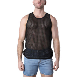 Timoteo Palm Canyon crochet mesh tank black
