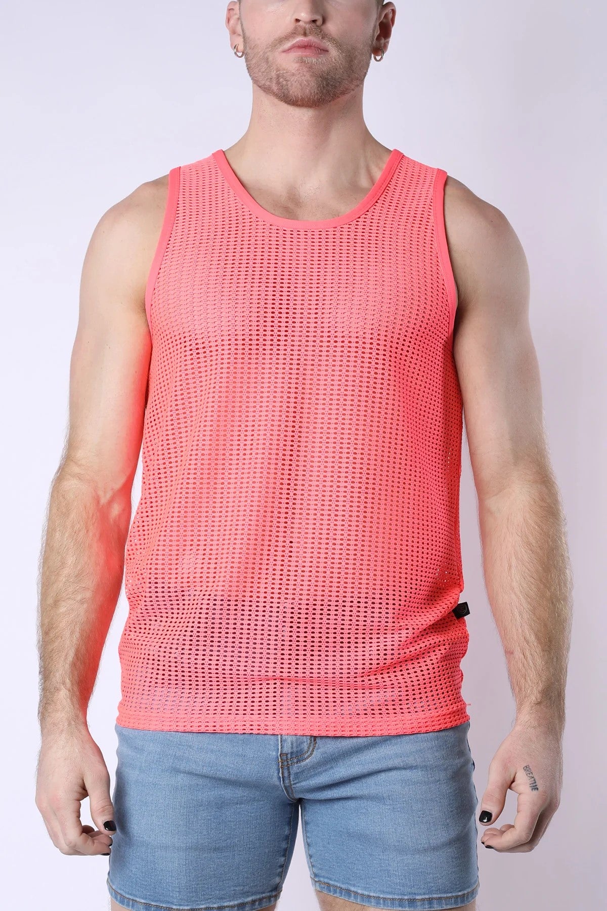 Timoteo Palm Canyon crochet mesh tank pink