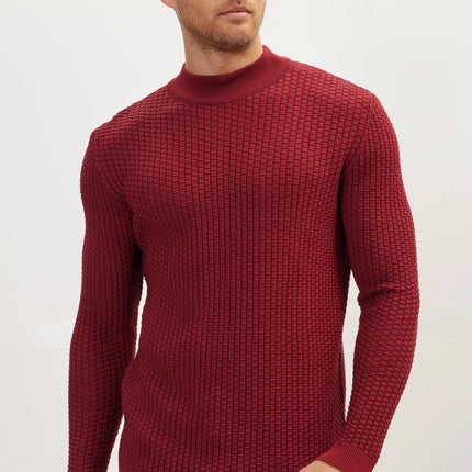 Ron Tomson Mock Neck Sweater - Burgundy