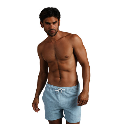 Eight X Driftwood 4" seersucker swim shorts navy