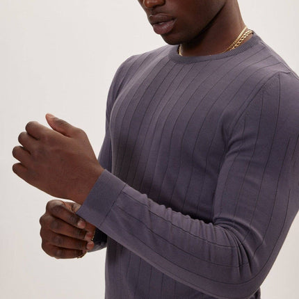 Ron Tomson Slip-Stitch Crew Neck Sweater - Anthracite
