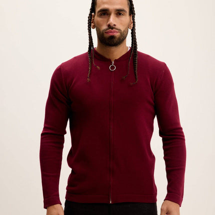 Ron Tomson Full Zip Closure Cardigan - Burgundy