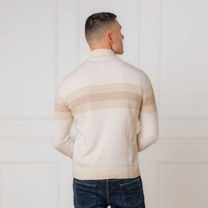 H/H Organic Half Zip Pullover Natural Chevron Stripe