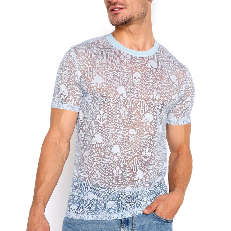 Skull & Bones Burnout Tee mesh blue