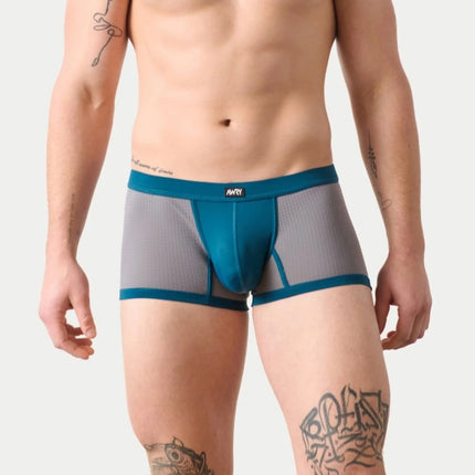 AWRY Aero Mesh Thong Boxer - Grey/Teal