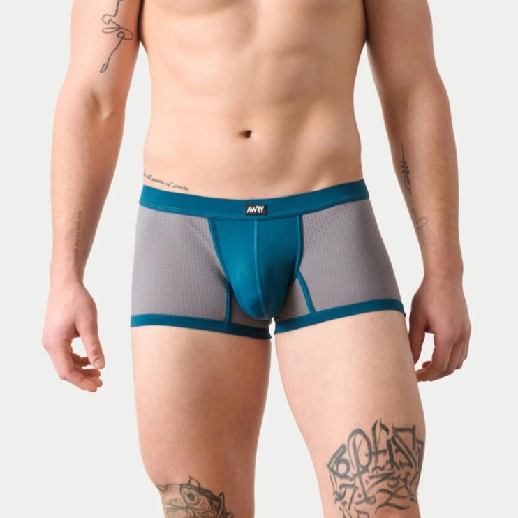 AWRY Aero Mesh Thong Boxer - Grey/Teal