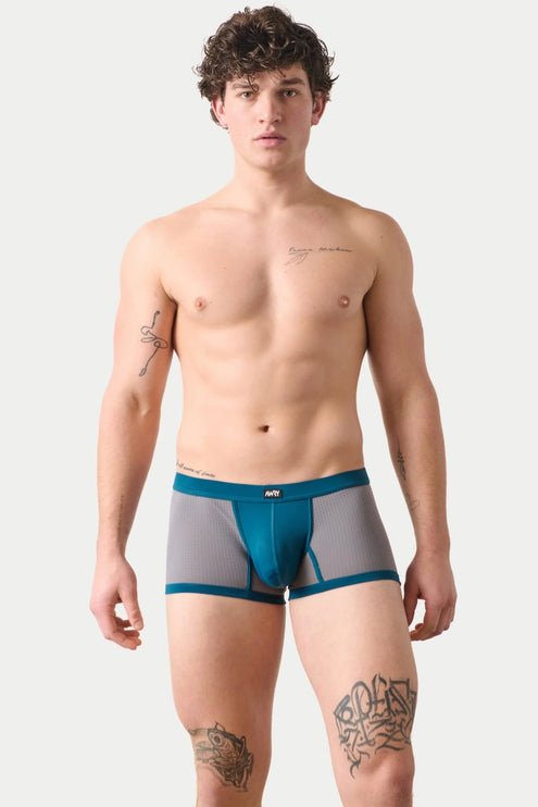 AWRY Aero Mesh Thong Boxer - Grey/Teal