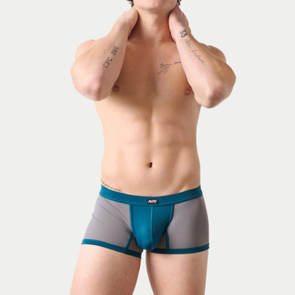 AWRY Aero Mesh Thong Boxer - Grey/Teal