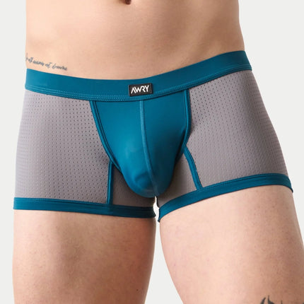 AWRY Aero Mesh Thong Boxer - Grey/Teal