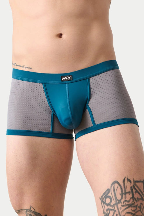 AWRY Aero Mesh Thong Boxer - Grey/Teal