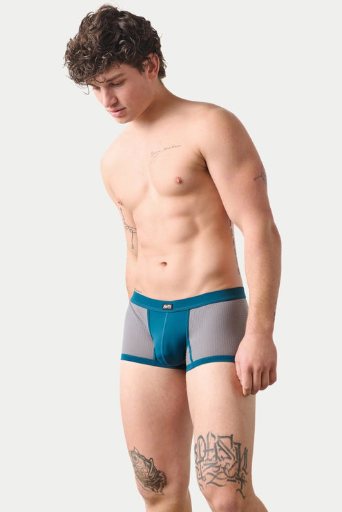 AWRY Aero Mesh Thong Boxer - Grey/Teal