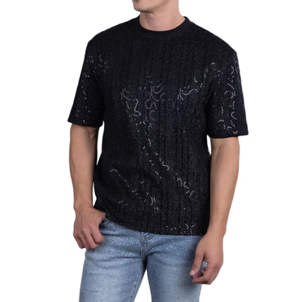 Barabas Appian sequin stretch t-shirt black