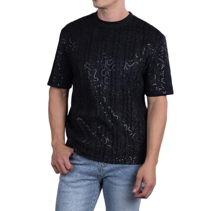 Barabas Appian sequin stretch t-shirt black