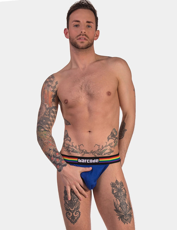 Barcode Berlin Pride mesh jockstrap blue