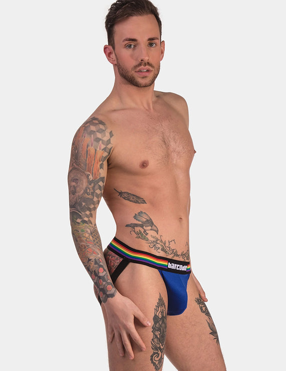 Barcode Berlin Pride mesh jockstrap blue