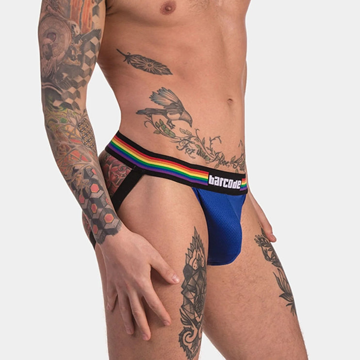 Barcode Berlin Pride mesh jockstrap blue