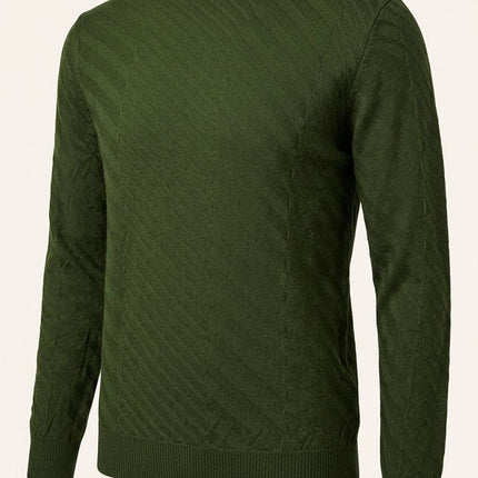 Ron Tomson Textured Crew Neck Sweater - Olive Green