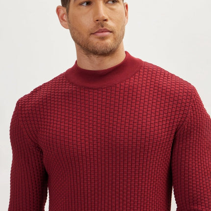 Ron Tomson Mock Neck Sweater - Burgundy