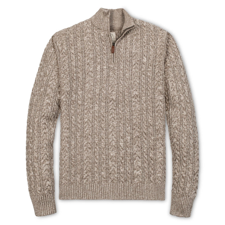 H/H Half Zip Pullover Taupe Marl Cable