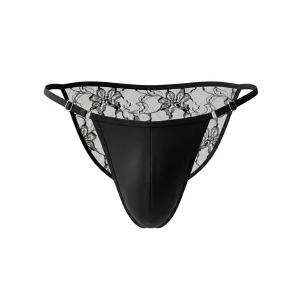 Sexy Boy Solid Front Lace Bikini Brief - Black