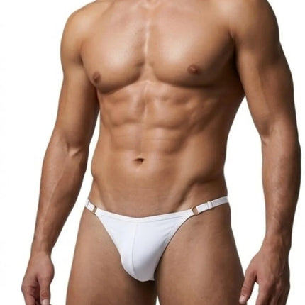 Sexy Boy Solid Front Lace Bikini Brief - White