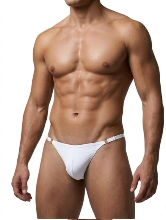 Sexy Boy Solid Front Lace Bikini Brief - White
