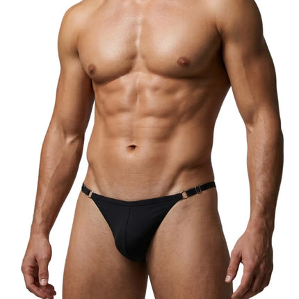 Sexy Boy Solid Front Lace Bikini Brief - Black