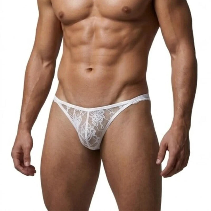 Sexy Boy Lace Bikini Brief - White