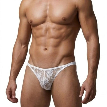 Sexy Boy Lace Bikini Brief - White
