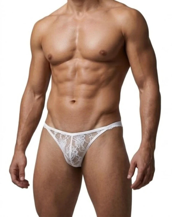 Sexy Boy Lace Bikini Brief - White