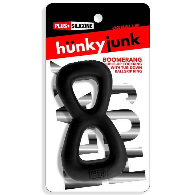 Oxballs Boomerang 2 in 1 Cockring + Ballsack Ring - Black Fog