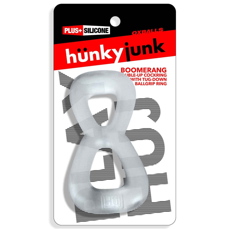 Oxballs Boomerang 2 in 1 Cockring + Ballsack Ring - Clear Steam