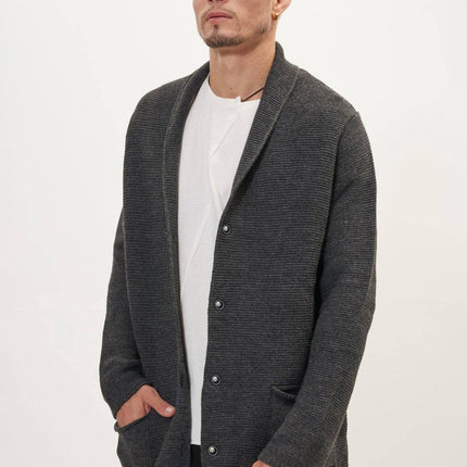Ron Tomson Classic Shawl Lapel Long Cardigan - Anthracite