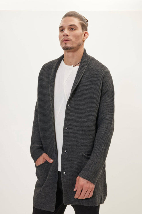 Ron Tomson Classic Shawl Lapel Long Cardigan - Anthracite