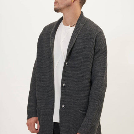 Ron Tomson Classic Shawl Lapel Long Cardigan - Anthracite
