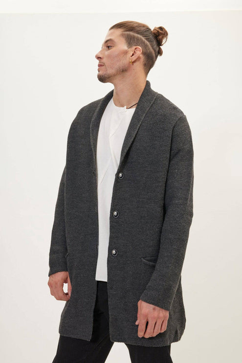 Ron Tomson Classic Shawl Lapel Long Cardigan - Anthracite