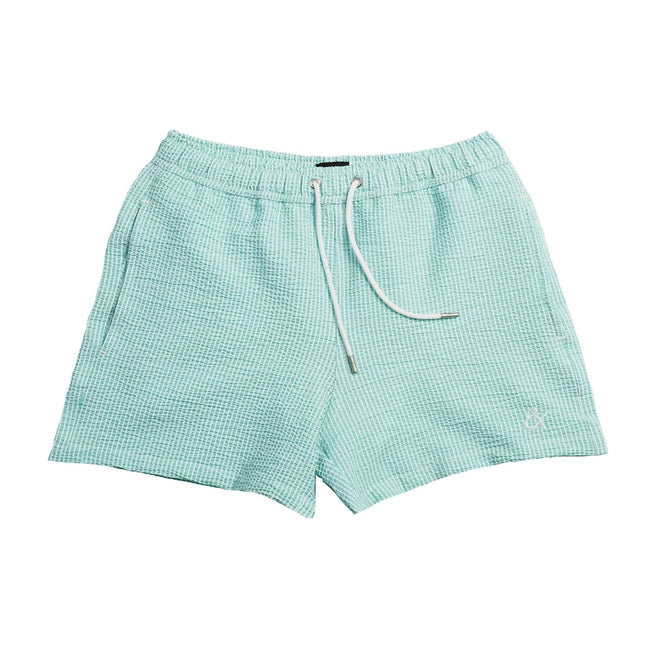 Eight X Sea Glass 4-Inch Seersucker Swim Shorts - Green Stripe