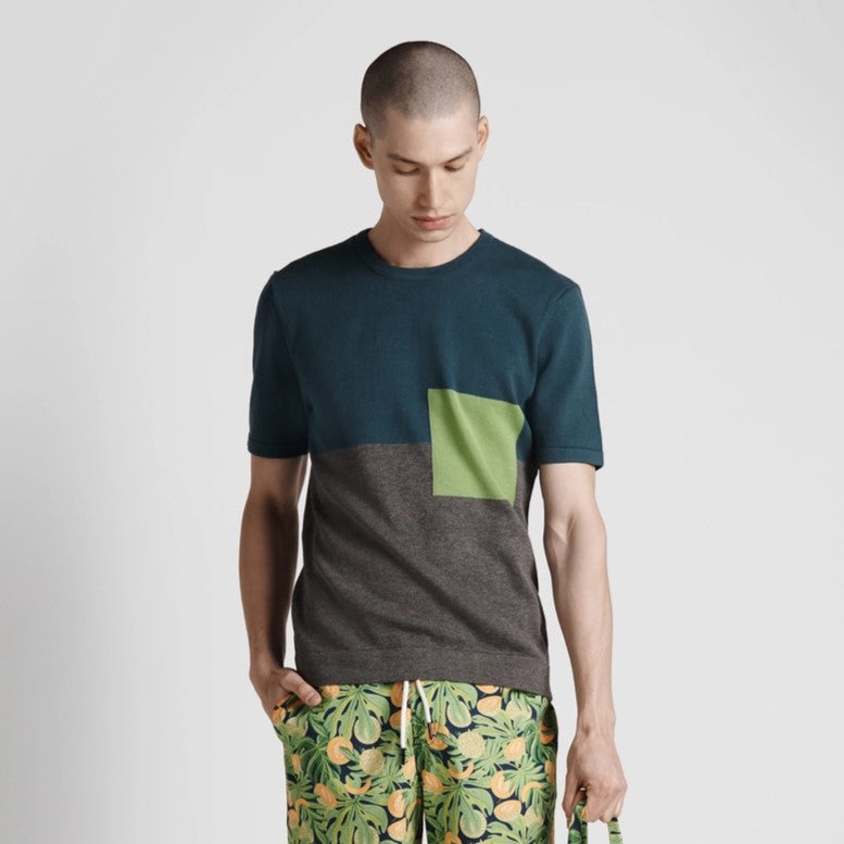 Poplin & Co. Square knit t-shirt green