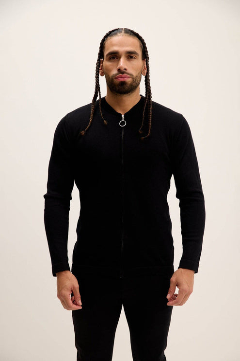Ron Tomson Full Zip Closure Cardigan - Black