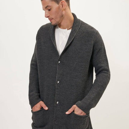 Ron Tomson Classic Shawl Lapel Long Cardigan - Anthracite