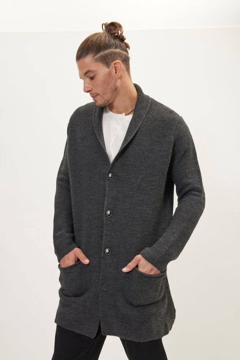 Ron Tomson Classic Shawl Lapel Long Cardigan - Anthracite